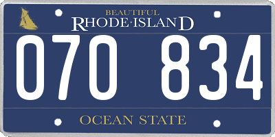 RI license plate 070834
