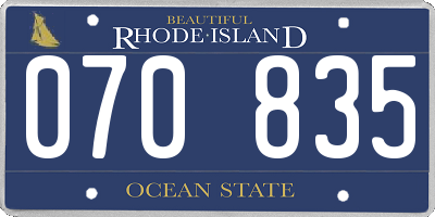 RI license plate 070835