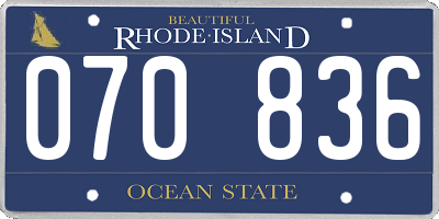 RI license plate 070836