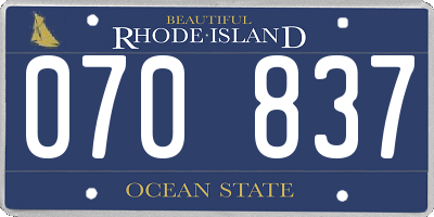 RI license plate 070837