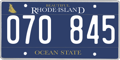 RI license plate 070845