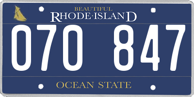 RI license plate 070847