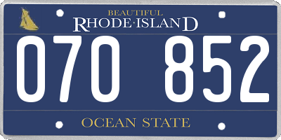 RI license plate 070852