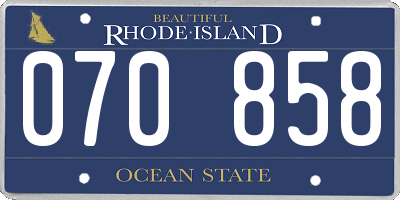 RI license plate 070858