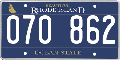 RI license plate 070862