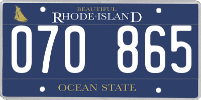 RI license plate 070865
