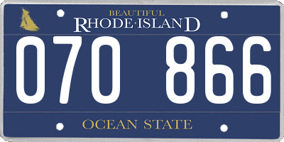 RI license plate 070866