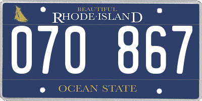RI license plate 070867