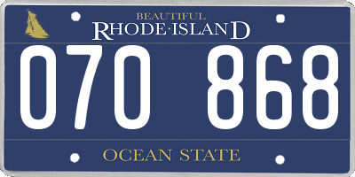RI license plate 070868