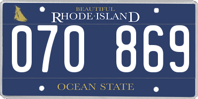 RI license plate 070869