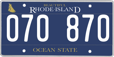 RI license plate 070870