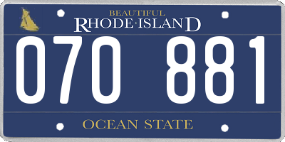 RI license plate 070881