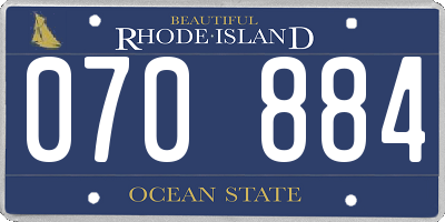 RI license plate 070884