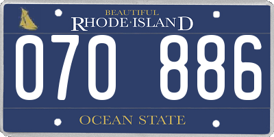 RI license plate 070886