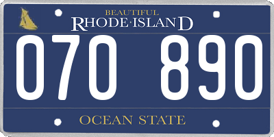 RI license plate 070890