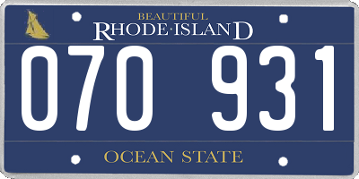 RI license plate 070931
