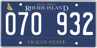 RI license plate 070932