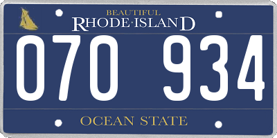 RI license plate 070934