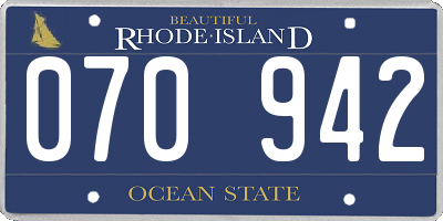 RI license plate 070942