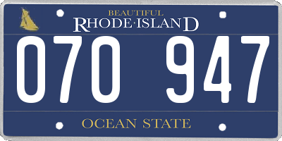 RI license plate 070947