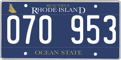 RI license plate 070953
