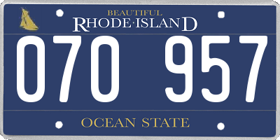 RI license plate 070957