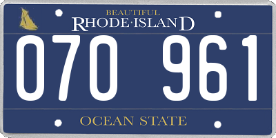 RI license plate 070961