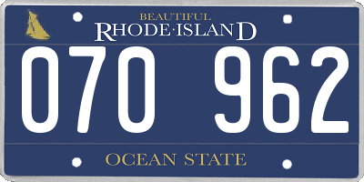 RI license plate 070962