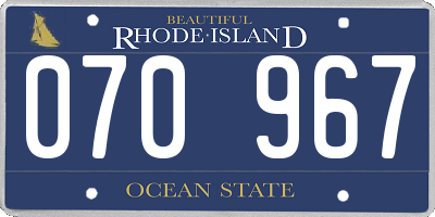 RI license plate 070967