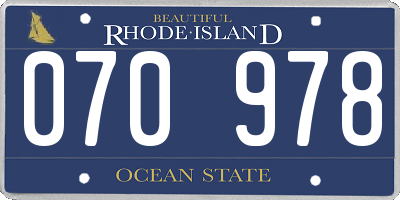 RI license plate 070978