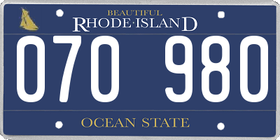 RI license plate 070980