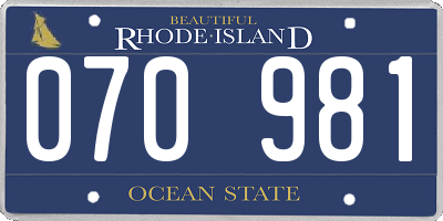 RI license plate 070981