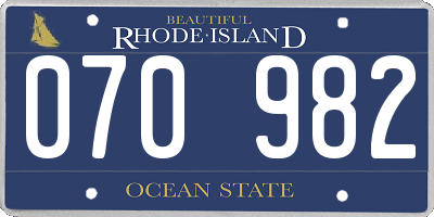 RI license plate 070982