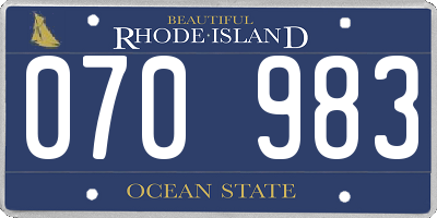 RI license plate 070983