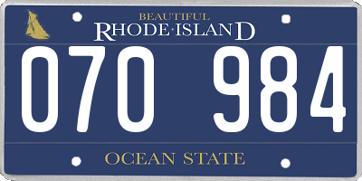 RI license plate 070984