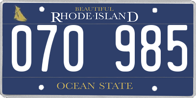 RI license plate 070985