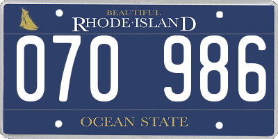 RI license plate 070986