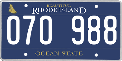 RI license plate 070988