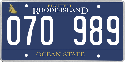 RI license plate 070989
