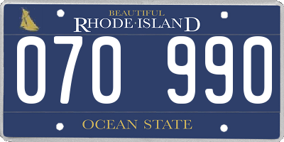 RI license plate 070990