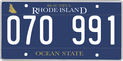 RI license plate 070991
