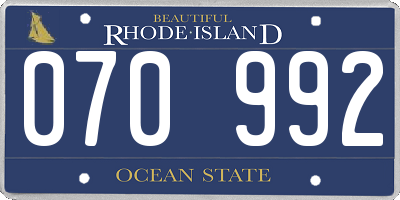 RI license plate 070992