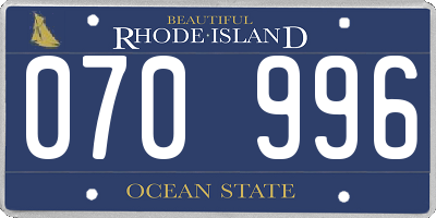 RI license plate 070996