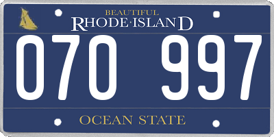 RI license plate 070997