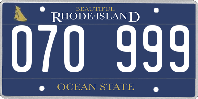 RI license plate 070999