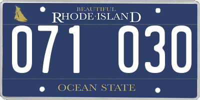 RI license plate 071030