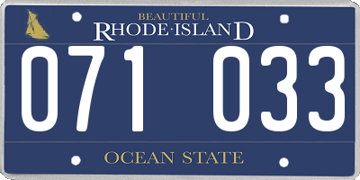 RI license plate 071033