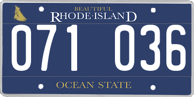 RI license plate 071036