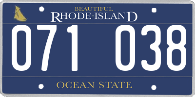RI license plate 071038