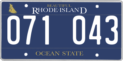 RI license plate 071043